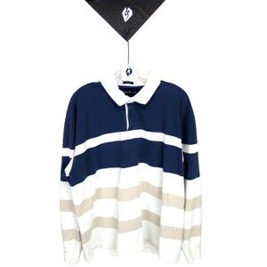 Abercrombie Fitch Men's Vintage Rugby Y2K Striped Long Sleeve Collar Shirt L